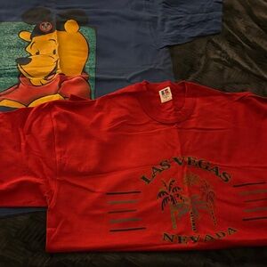 Fruit of the Loom Red Las Vegas Nevada and Winnie the Pooh Tshirts